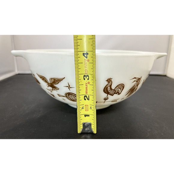 Pyrex Early American Cinderella 443 White Brown 2-1/2 Qt Nesting Mixing Bowl - Picture 10 of 14